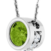 14K White Natural Peridot & .07 CTW Natural Diamond 18" Necklace