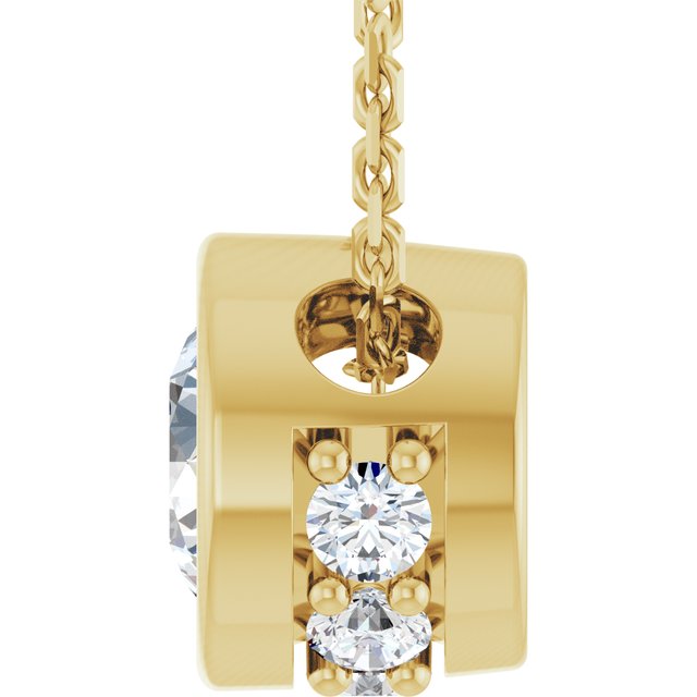 14K Yellow 1/4 CTW Natural Diamond Hidden Halo 18" Necklace