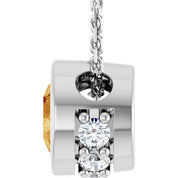 14K White Natural Citrine & .07 CTW Natural Diamond 18" Necklace