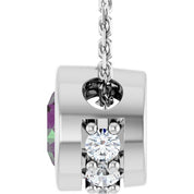 14K White Lab-Grown Alexandrite & .07 CTW Natural Diamond 18" Necklace
