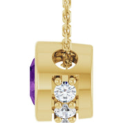 14K Yellow Natural Amethyst & .07 CTW Natural Diamond 18" Necklace
