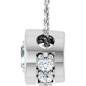 14K White Natural White Sapphire & .07 CTW Natural Diamond 18" Necklace