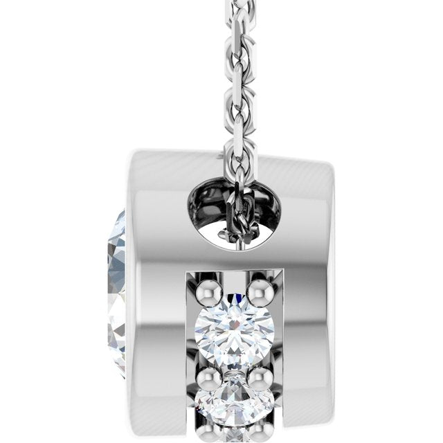14K White Natural White Sapphire & .07 CTW Natural Diamond 18" Necklace