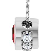 14K White Natural Mozambique Garnet & .07 CTW Natural Diamond 18" Necklace