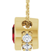 14K Yellow Natural Mozambique Garnet & .07 CTW Natural Diamond 18" Necklace