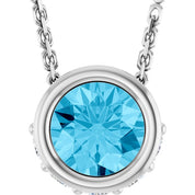 14K White Natural Aquamarine & .07 CTW Natural Diamond 18" Necklace