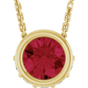 14K Yellow Natural Ruby & .07 CTW Natural Diamond 18" Necklace
