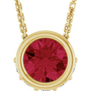 14K Yellow Natural Ruby & .07 CTW Natural Diamond 18" Necklace