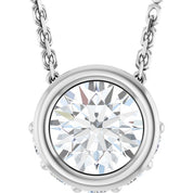 14K White Natural White Sapphire & .07 CTW Natural Diamond 18" Necklace