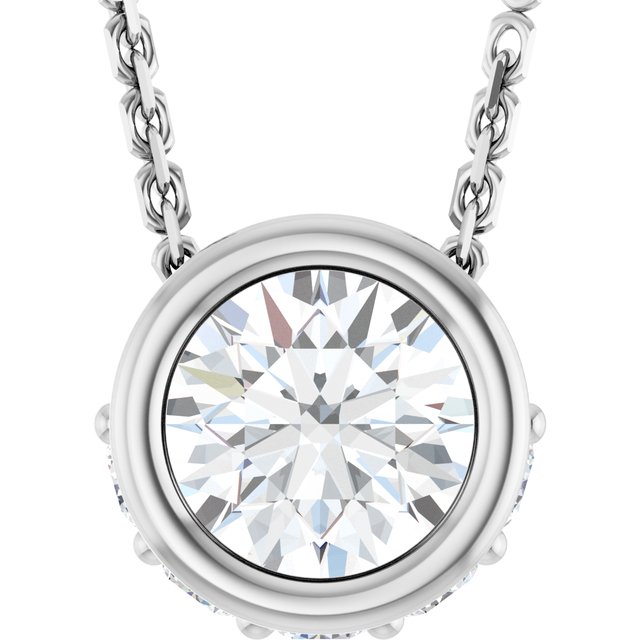 14K White Natural White Sapphire & .07 CTW Natural Diamond 18" Necklace