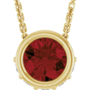 14K Yellow Natural Mozambique Garnet & .07 CTW Natural Diamond 18" Necklace