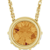 14K Yellow Natural Citrine & .07 CTW Natural Diamond 18" Necklace