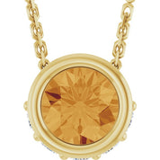 14K Yellow Natural Citrine & .07 CTW Natural Diamond 18" Necklace
