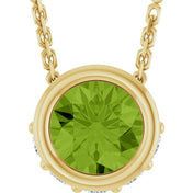 14K Yellow Natural Peridot & .07 CTW Natural Diamond 18" Necklace