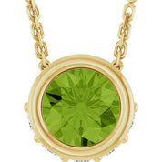 14K Yellow Natural Peridot & .07 CTW Natural Diamond 18" Necklace