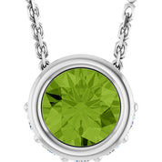 14K White Natural Peridot & .07 CTW Natural Diamond 18" Necklace