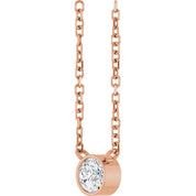 14K Rose 1/6 CT Natural Diamond 16-18" Necklace