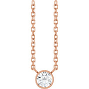 14K Rose 1/6 CT Natural Diamond 16-18" Necklace