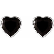 Sterling Silver Natural Black Onyx Stud Earrings