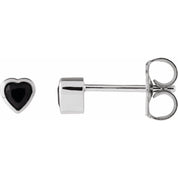 14K White Natural Black Onyx Stud Earrings