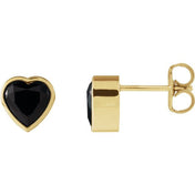 14K Yellow Natural Black Onyx Stud Earrings