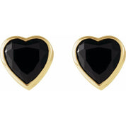 14K Yellow Natural Black Onyx Stud Earrings