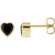 14K Yellow Natural Black Onyx Stud Earrings