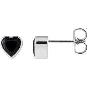 14K White Natural Black Onyx Stud Earrings