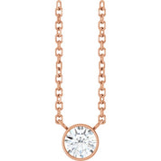 14K Rose 1/5 CT Natural Diamond 16-18" Necklace