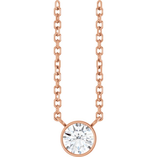 14K Rose 1/5 CT Natural Diamond 16-18" Necklace