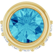 14K Yellow Natural Blue Zircon & 1/10 CTW Natural Diamond Pendant
