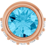 14K Rose Natural Aquamarine & 1/10 CTW Natural Diamond Pendant
