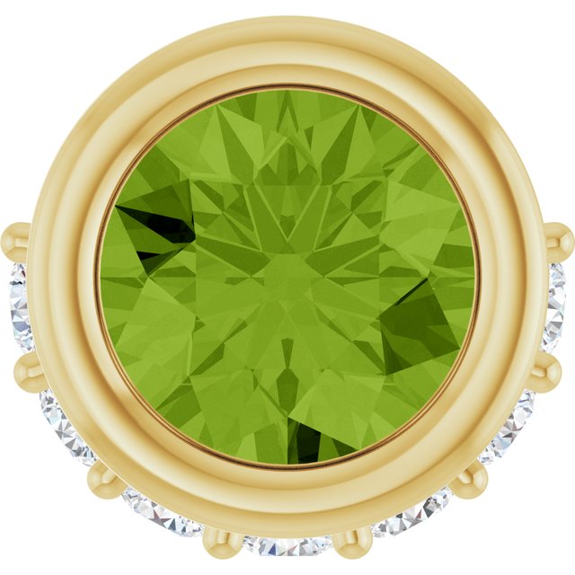 14K Yellow Natural Peridot & 1/10 CTW Natural Diamond Pendant