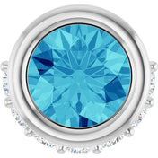 Sterling Silver Natural Blue Zircon & 1/10 CTW Natural Diamond Pendant