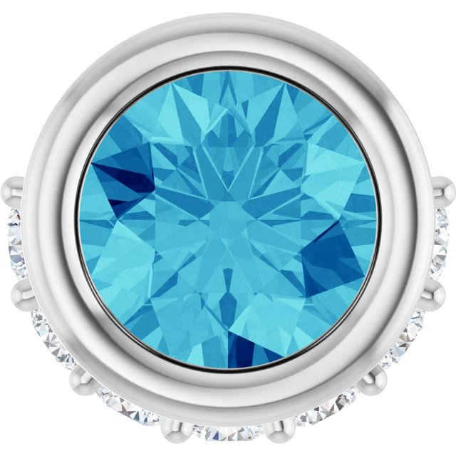 Sterling Silver Natural Blue Zircon & 1/10 CTW Natural Diamond Pendant