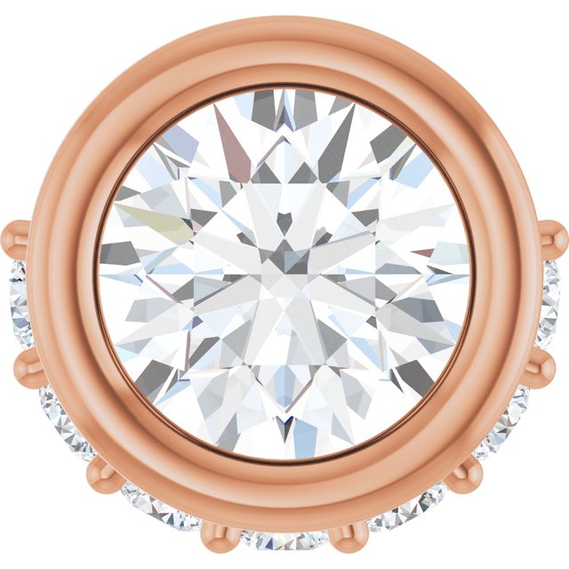 14K Rose Natural White Sapphire & 1/10 CTW Natural Diamond Pendant