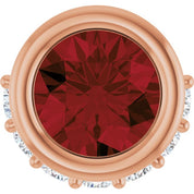 14K Rose Natural Mozambique Garnet & 1/10 CTW Natural Diamond Pendant