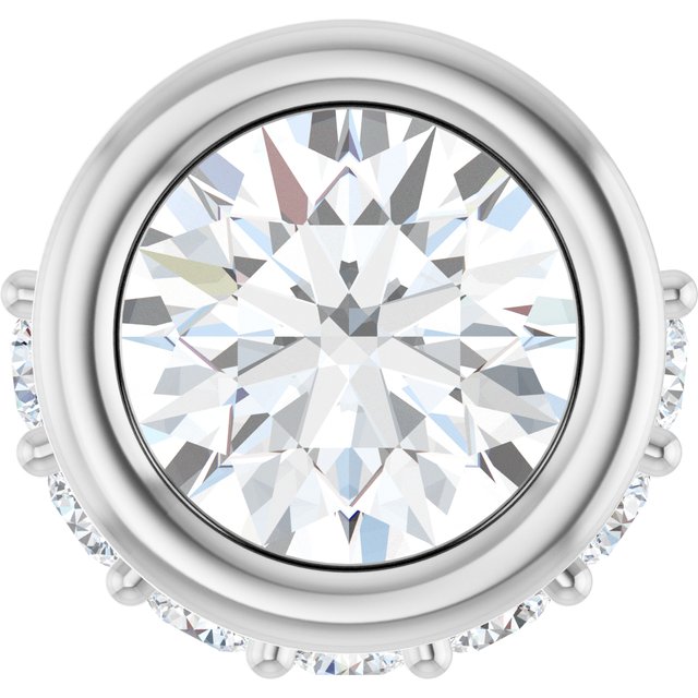 14K White Natural White Sapphire & 1/10 CTW Natural Diamond Pendant