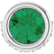 Sterling Silver Natural Emerald & 1/10 CTW Natural Diamond Pendant