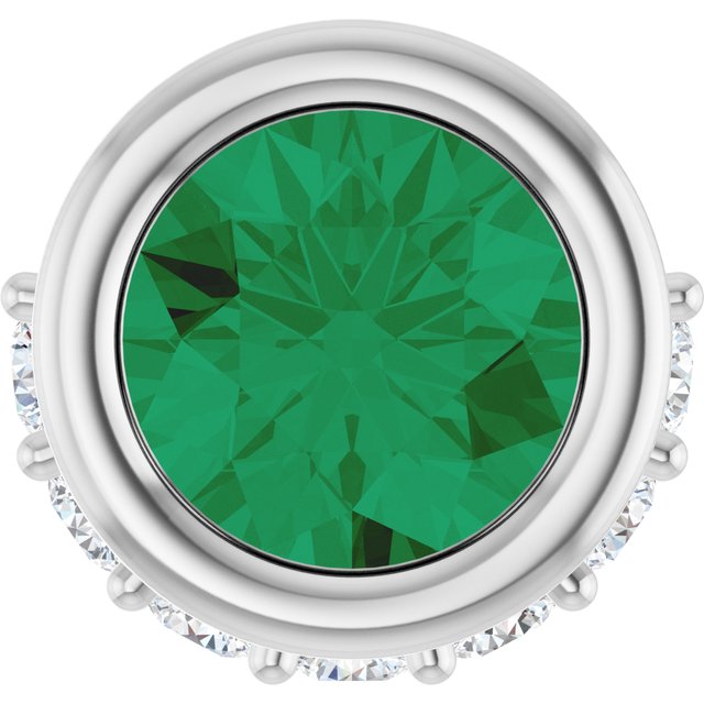 Sterling Silver Natural Emerald & 1/10 CTW Natural Diamond Pendant