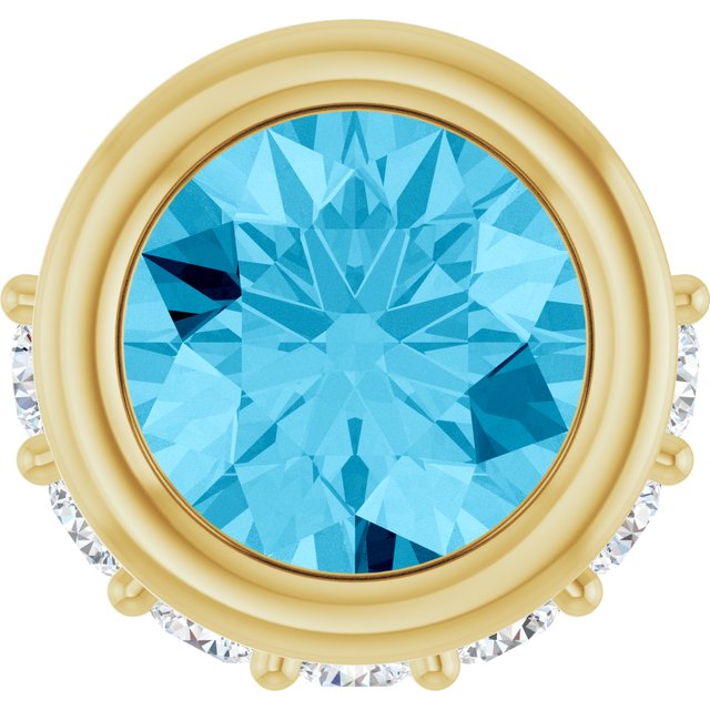 14K Yellow Natural Aquamarine & 1/10 CTW Natural Diamond Pendant