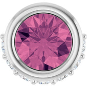 14K White Natural Pink Tourmaline & 1/10 CTW Natural Diamond Pendant
