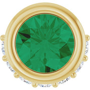 14K Yellow Lab-Grown Emerald & 1/10 CTW Natural Diamond Pendant