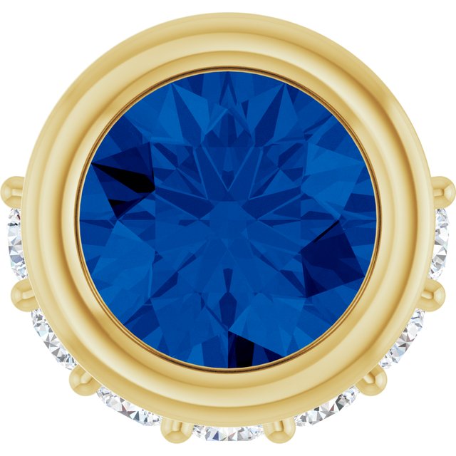 14K Yellow Natural Blue Sapphire & 1/10 CTW Natural Diamond Pendant