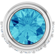 14K White Natural Blue Zircon & 1/10 CTW Natural Diamond Pendant