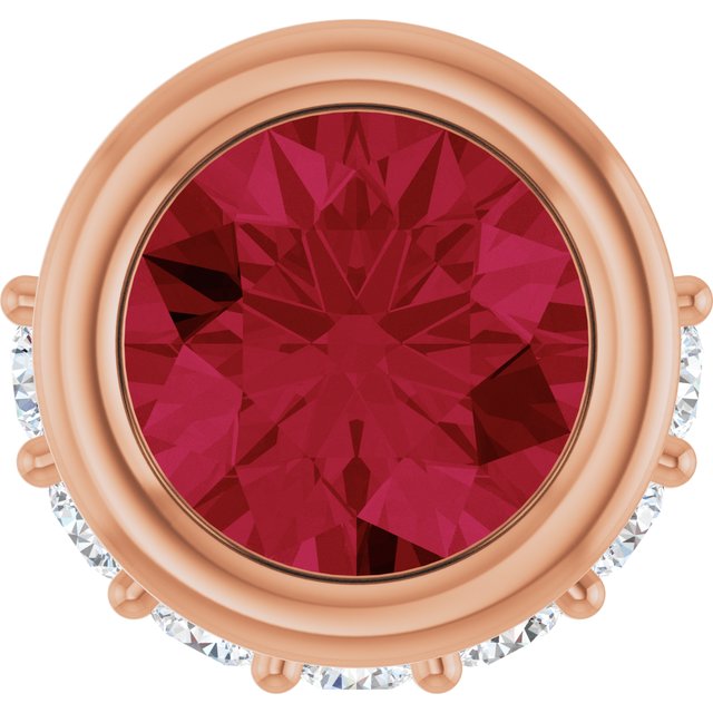 14K Rose Natural Ruby & 1/10 CTW Natural Diamond Pendant
