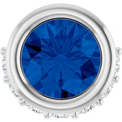 Sterling Silver Lab-Grown Blue Sapphire & 1/10 CTW Natural Diamond Pendant