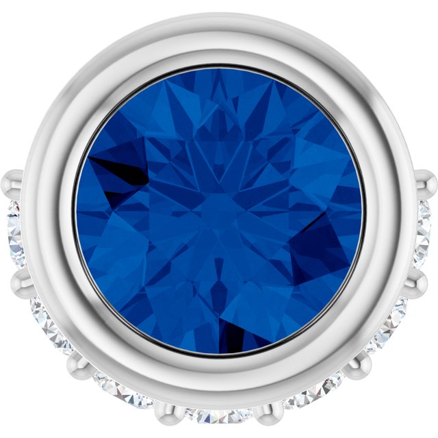 Sterling Silver Lab-Grown Blue Sapphire & 1/10 CTW Natural Diamond Pendant
