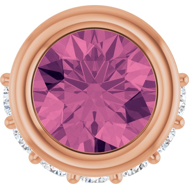 14K Rose Natural Pink Tourmaline & 1/10 CTW Natural Diamond Pendant
