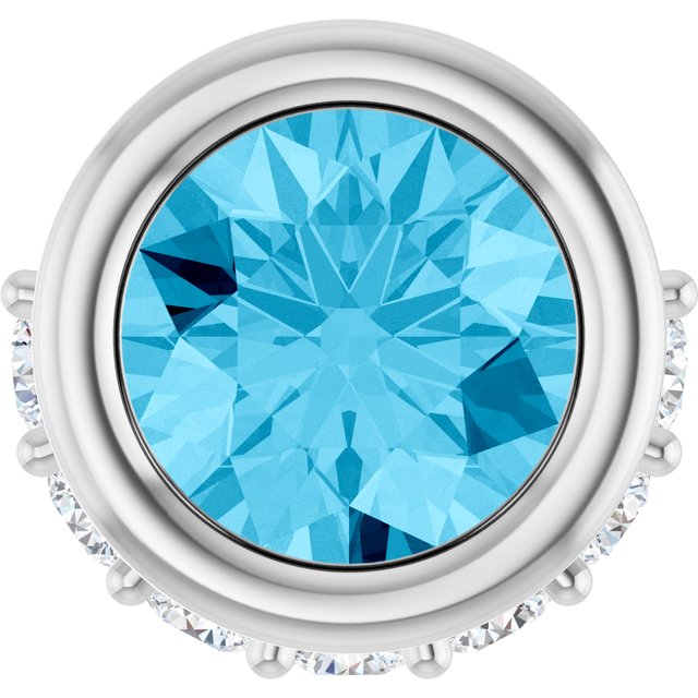 14K White Natural Aquamarine & 1/10 CTW Natural Diamond Pendant